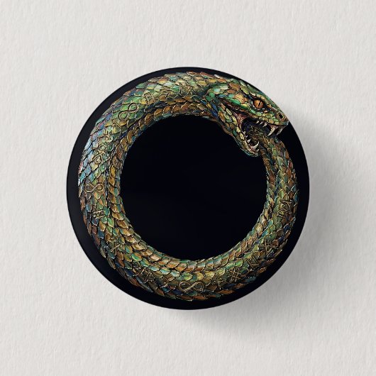Ouroboros — Altes Schlangensymbol Runenposter Button (Vorderseite)