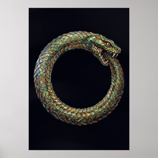 Ouroboros — Altes Schlangensymbol Runenposter Poster (Vorne)