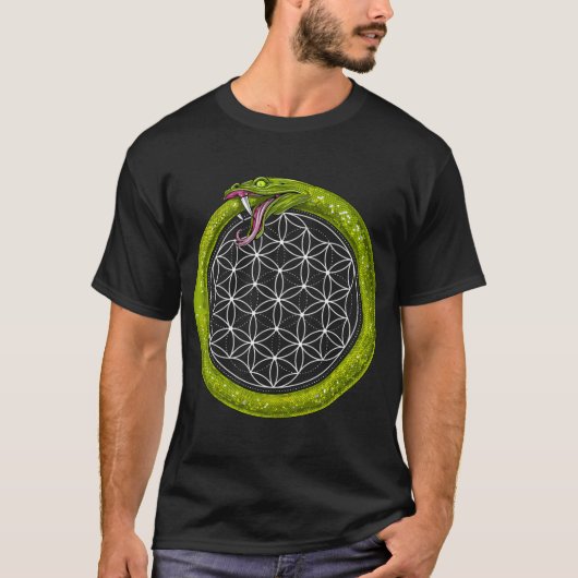 Ouroboros Blüte des Lebens T-Shirt (Vorderseite)