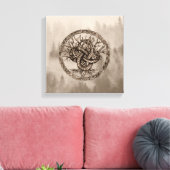 Ouroboros Celtic Knot with Tree of Life Sepia Leinwanddruck (Insitu (Wohnzimmer))