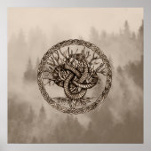 Ouroboros Celtic Knot with Tree of Life Sepia Poster (Vorne)