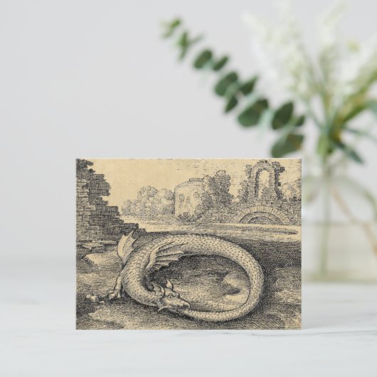 Ouroboros Drache Bitten ist eigener Schwanz Postkarte (Stehend Vorderseite)