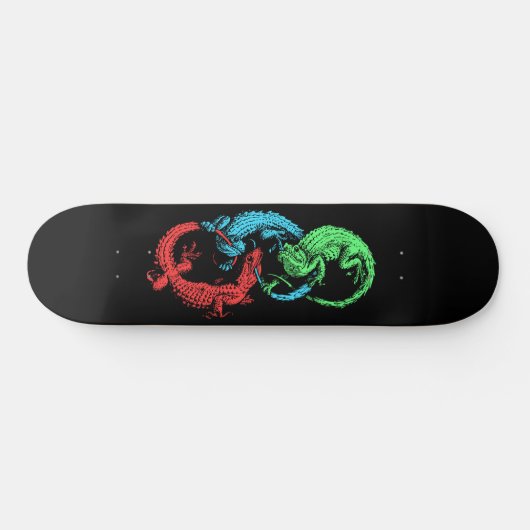 Ouroboros Lizards Black Skateboard (Horizontal)