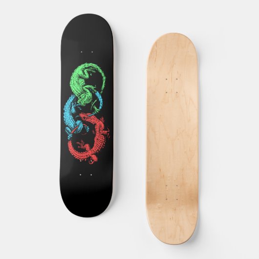 Ouroboros Lizards Black Skateboard (Vorderseite)