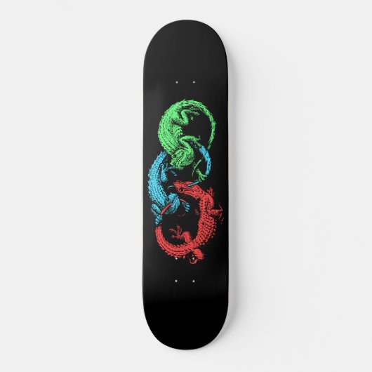 Ouroboros Lizards Black Skateboard (Vorderseite)