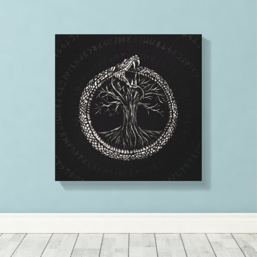 Ouroboros mit Baum des Lebens Leinwanddruck (Insitu (Holzboden))