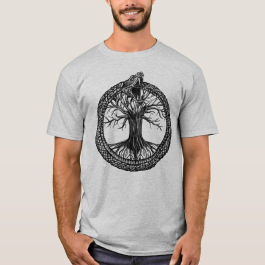 Ouroboros mit Baum des Lebens T-Shirt (Vorderseite)