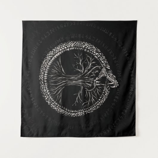 Ouroboros mit Baum des Lebens Wandteppich (Vorderseite (Horizontal))