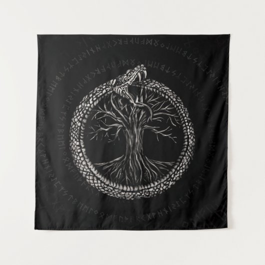 Ouroboros mit Baum des Lebens Wandteppich (Vorderseite)