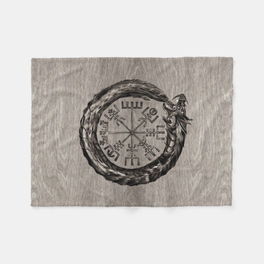 Ouroboros mit Vegvisir Fleecedecke (Vorderseite (Horizontal))