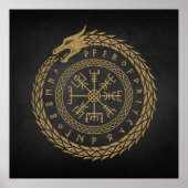 Ouroboros & Vegvisir - Norse Compass Rune Circle D Poster (Vorne)