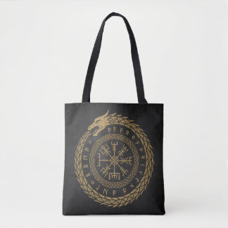 Ouroboros & Vegvisir - Norse Compass Rune Circle D Tasche