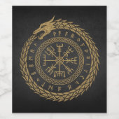Ouroboros & Vegvisir - Norse Compass Rune Circle D Weinetikett (Einzelnes Label)