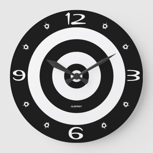 Ourprey Shooting Target Bullet Holdings Timepiece Große Wanduhr (Vorderseite)