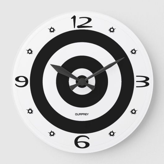 Ourprey Zuhause Room Wall Target Bullet hält B&W Große Wanduhr (Vorderseite)