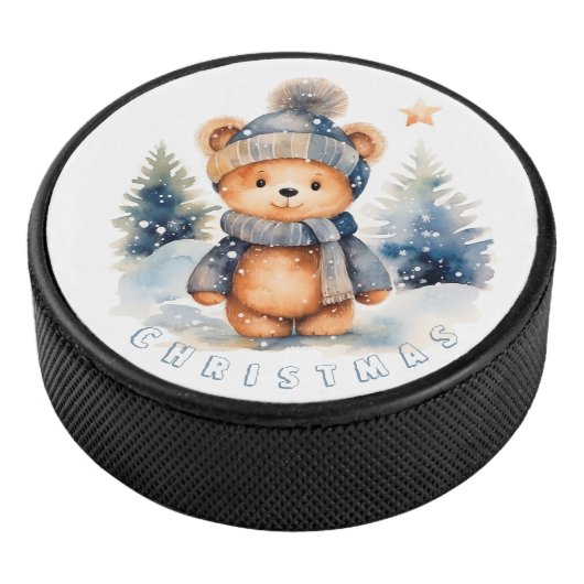 Ours en peluche dans la forêt, personnalisé eishockey puck (3/4)