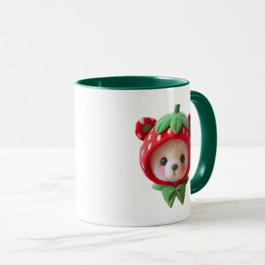 Ours in stuffed too cute with strawberry hood. tasse (VorderseiteRechts)