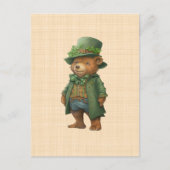 Ourson Saint Patrick - Grüner irischer Anzug Postkarte (Vorderseite)