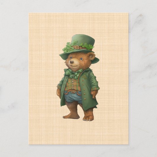 Ourson Saint Patrick - Grüner irischer Anzug Postkarte (Vorderseite)