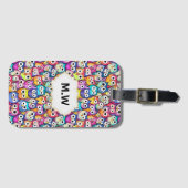 Ouscheln Cartoon Doodle Vögel Monogramm Initialen Gepäckanhänger (Vorderseite (Horizontal))