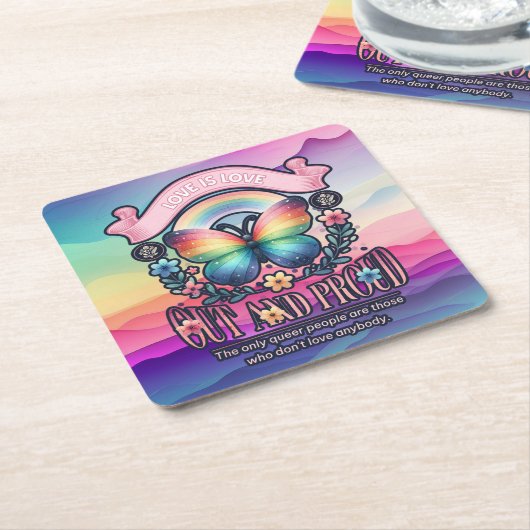 Out and Proud Gay Pride Party Rechteckiger Pappuntersetzer (angewinkelt)