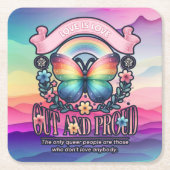 Out and Proud Gay Pride Party Rechteckiger Pappuntersetzer (Vorderseite)