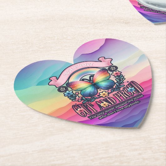 Out and Proud Gay Pride Party Untersetzer (angewinkelt)