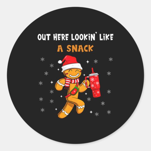 Out Here Looking Like A Snack Funny Gingerbread Ch Runder Aufkleber (Vorderseite)
