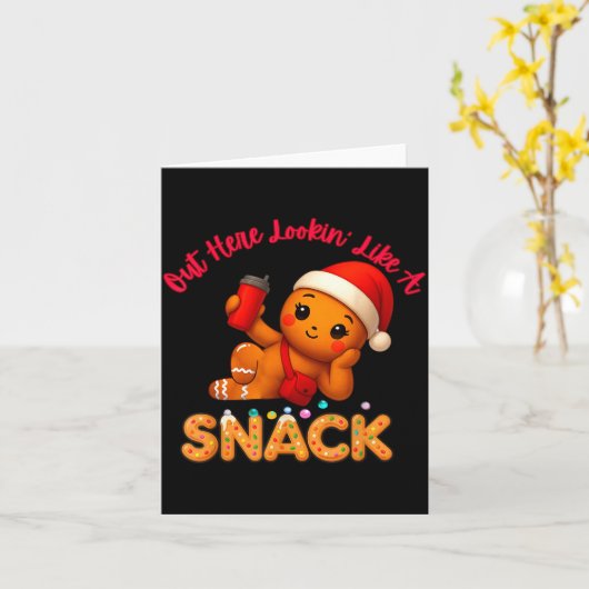 Out Here Looking Like A Snack Funny Xmas Light Gin Karte (Gelbe Blume)