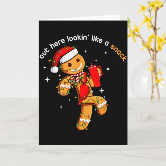 Out Here Looking Like A Snack Funny Xmas Light Gin Karte (Gelbe Blume)