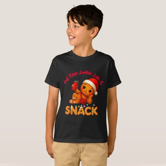 Out Here Looking Like A Snack Funny Xmas Light Gin T-Shirt (Vorne ganz)
