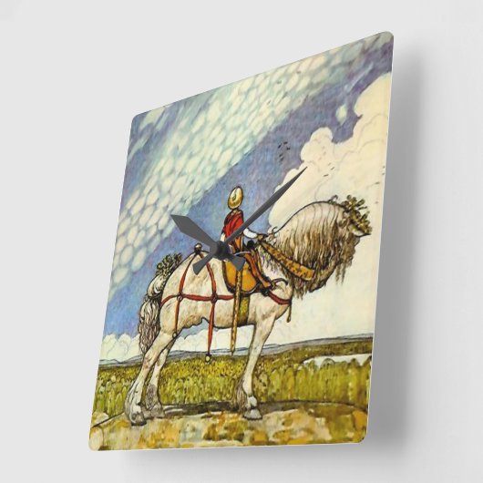 "Out In the Wide World" von John Bauer Quadratische Wanduhr (Winkel)