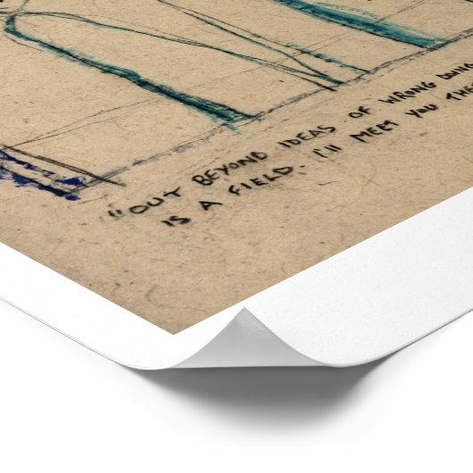 Out Jenseits der Ideen des Falschen tun ~ Rumi. Poster (Ecke)