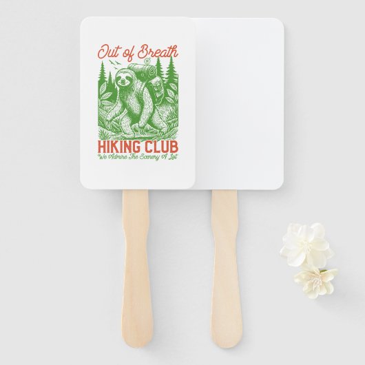 Out of Breath Funny Sloth Hiking Club Fächer (Vorne und Hinten)