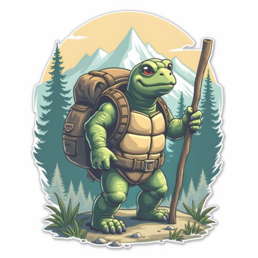 Out Of Breath Hiking Society Turtle T-Shirt Aufkleber (Vorderseite)