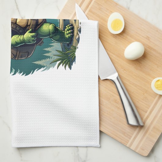 Out Of Breath Hiking Society Turtle T-Shirt Geschirrtuch (Viertel Falte)