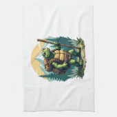 Out Of Breath Hiking Society Turtle T-Shirt Geschirrtuch (Vertikal)