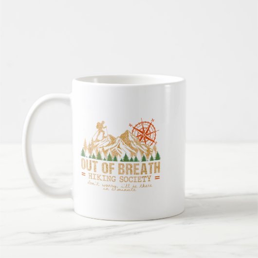 Out of Breath Wandergesellschaft Wandern Crew Happ Kaffeetasse (Links)
