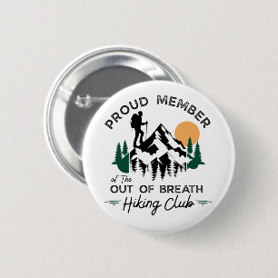 Out Of Breath Wanderverein Vintage Berg Button