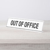 Out-of-Office White Schreibtischnamensplakette (Vorderseite )