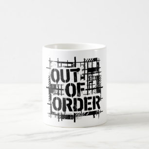 Out of Order Brutalist Industrial Typography Sweat Kaffeetasse