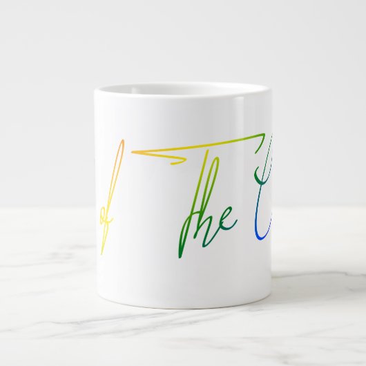 Out of the Closet LGBT Rainbow Flag Handwriting Jumbo-Tasse (Vorderseite)