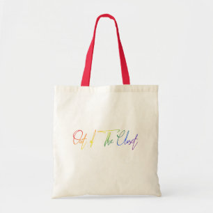 Out of the Closet LGBT Rainbow Flag Handwriting Tragetasche