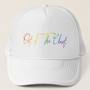Out of the Closet LGBT Rainbow Flag Handwriting Truckerkappe