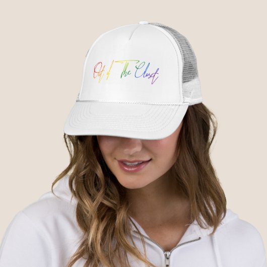 Out of the Closet LGBT Rainbow Flag Handwriting Truckerkappe (Beispiel)