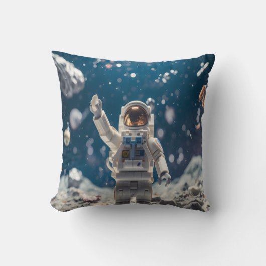 Out of This World Astronaut in Space Throw Pillow Kissen (Vorderseite)