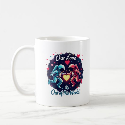 Out of this World Astronaut Liebe Artwork Kaffeetasse (Links)