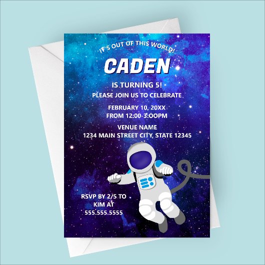 Out of This World Space Birthday Invitation Einladung