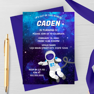 Out of This World Space Birthday Invitation Einladung