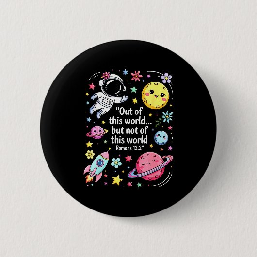 Out Of This World Spaceship Planet Galaxy Christia Button (Vorderseite)